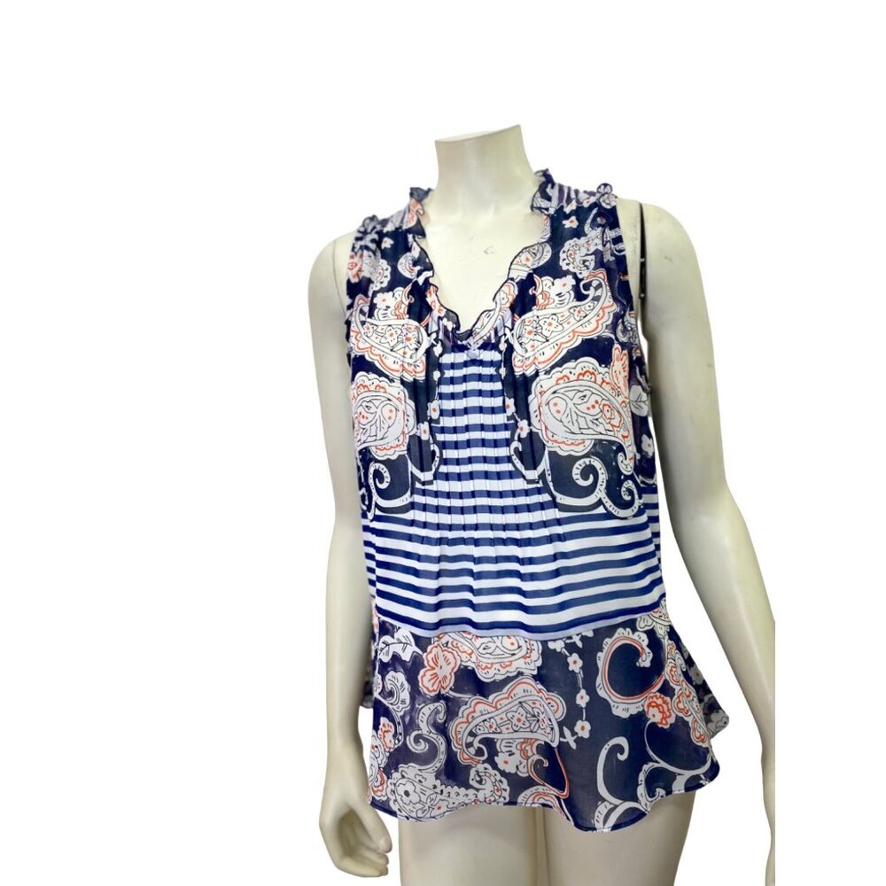 CABI SLEEVELESS‎ RUFFLE NECKLINE TOP SM - Picture 2 of 6
